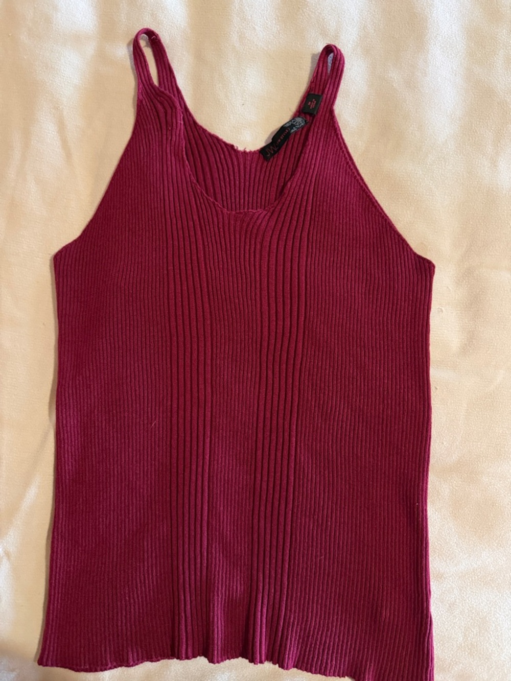 Women’s Ribbed Wine-Red Tank Top with Slim Straps